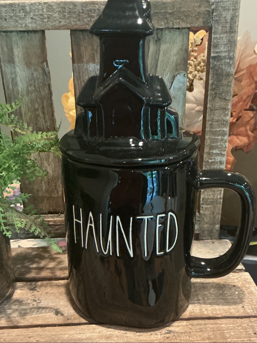 EUC - Rae Dunn HAUNTED Halloween Mug with Topper